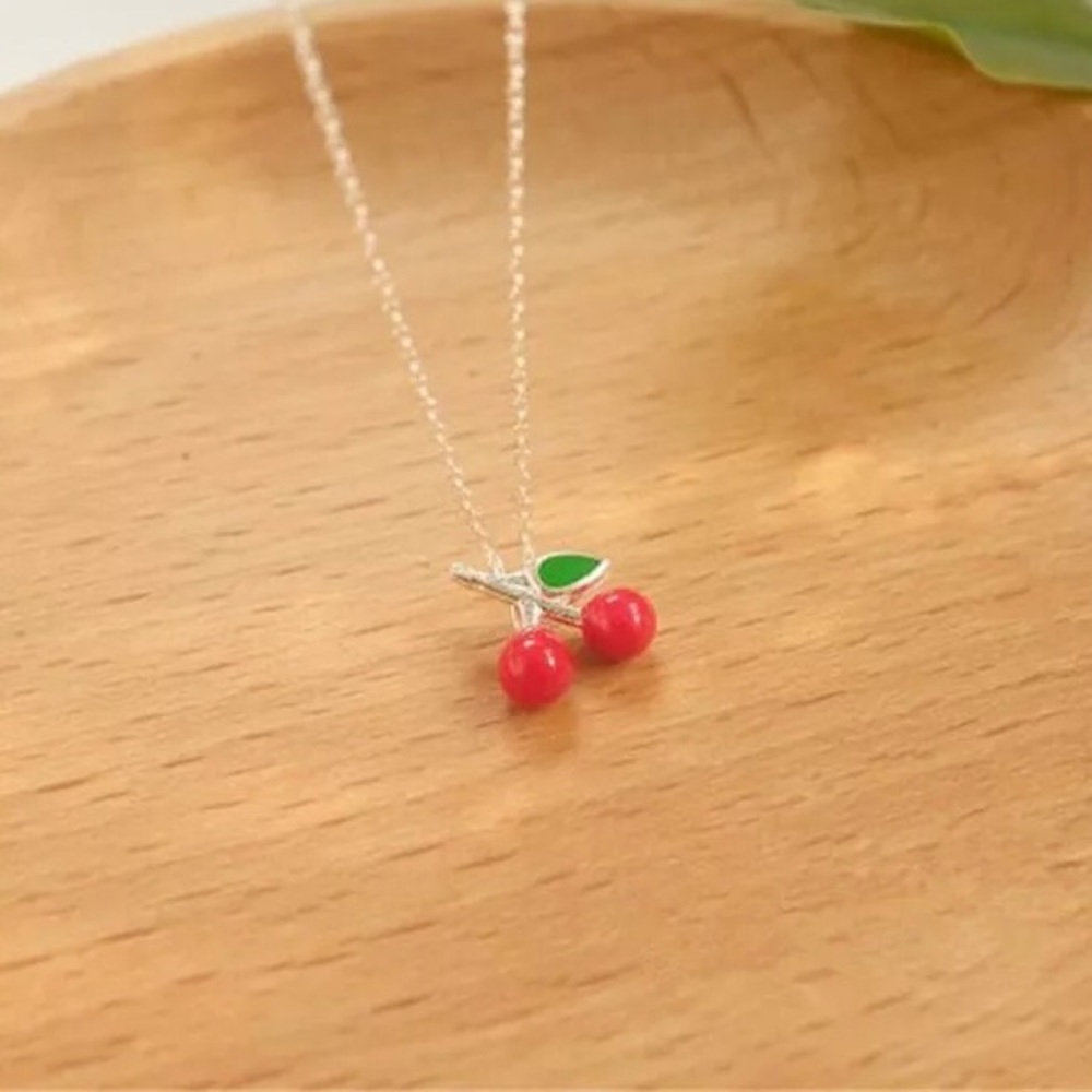 New Silver Cherry Pendant adjustable Necklace